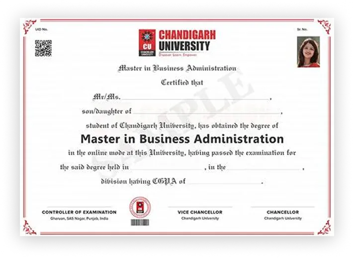 CU Online MBA Program Certificate